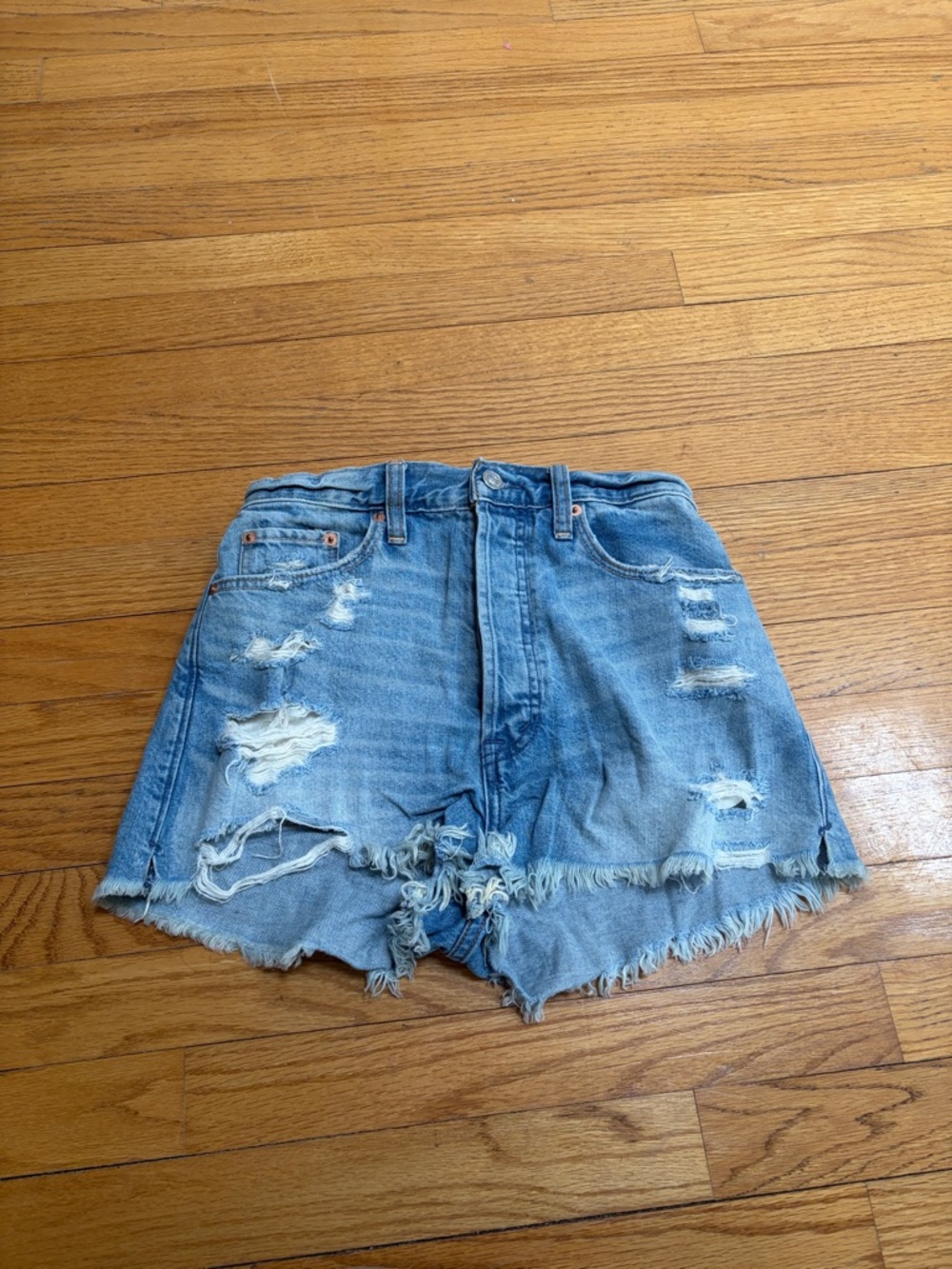 Abercrombie & Fitch Light Blue Distressed Denim Cutoff Shorts